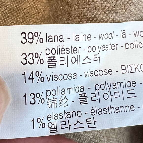 Zara Top Tan Size M Belt Tie Wool Blend Balloon Sleeve Mock Neck Buttons Blouse - Picture 11 of 11